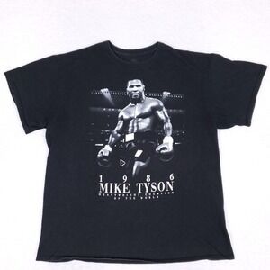 Mike Tyson 1986 Boxing Graphic T-Shirt Large Black Cotton Heavyweight Champion